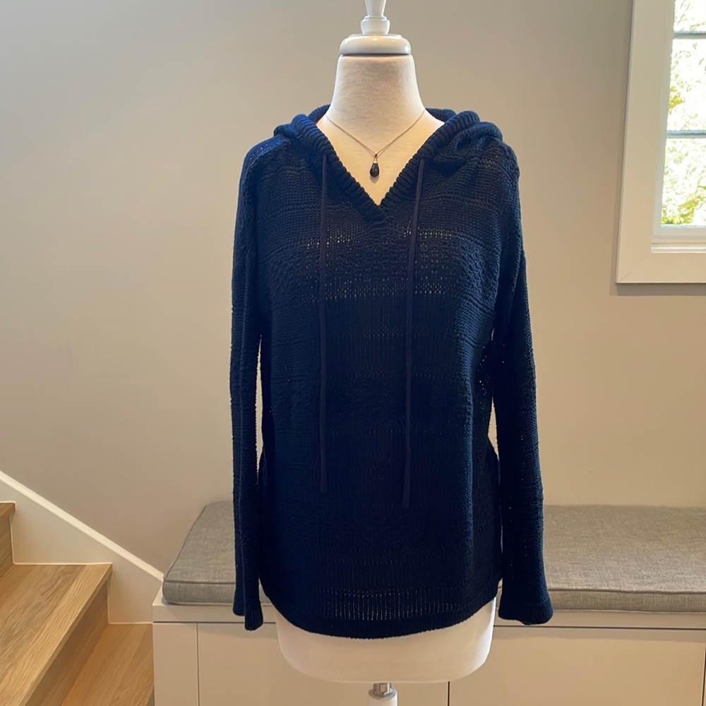 Suss Cotton Like Open Weave Hooded Sweater
